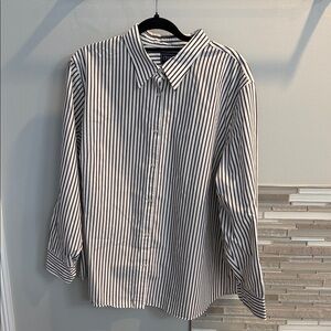 Chaps Black and White Striped Blouse